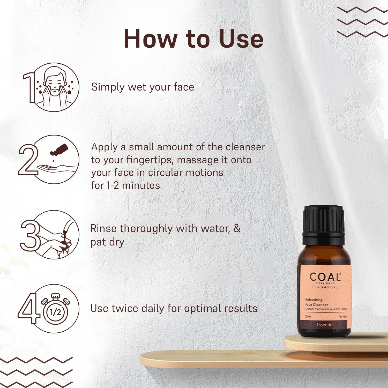 Refreshing Face Cleanser - For Him 15ml (Pack of 2) - Coal Clean Beauty