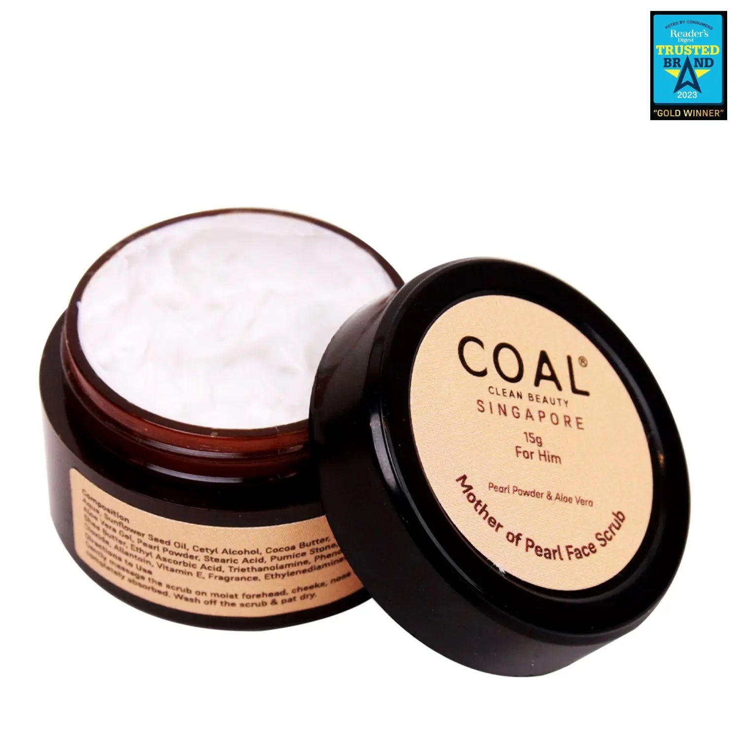 Mother of Pearl Face Scrub - For Him - 15 g - Coal Clean Beauty