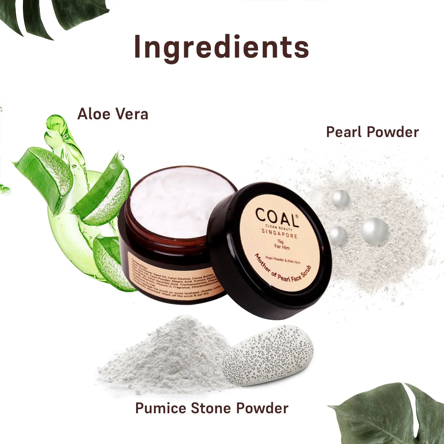 Mother of Pearl Face Scrub - For Him - 15 g - Coal Clean Beauty