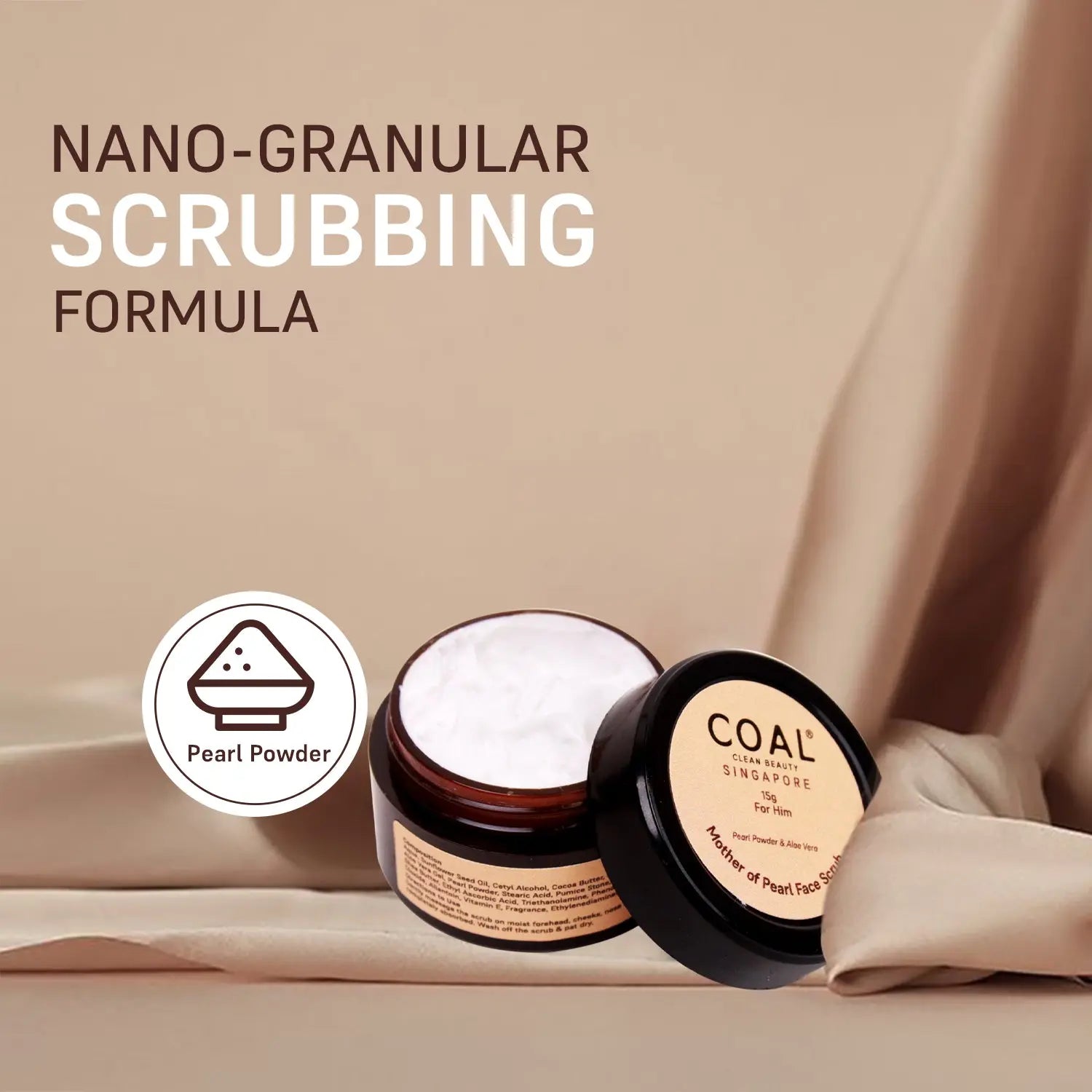 Mother of Pearl Face Scrub - For Him - 15 g - Coal Clean Beauty