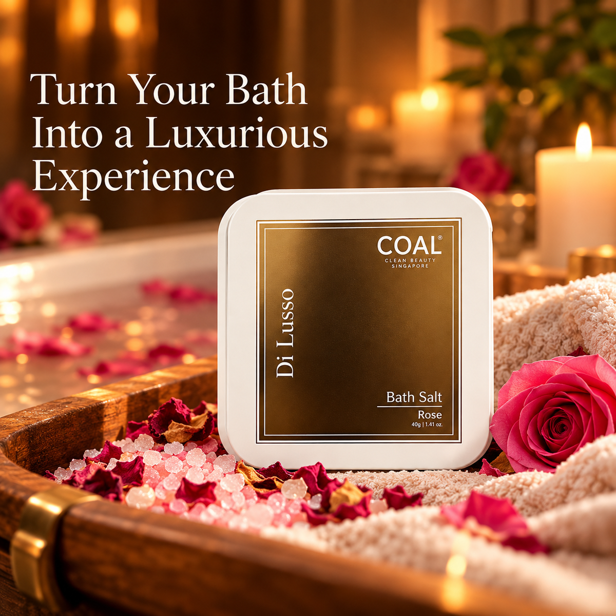 Rose Bath Salt - 40g - Coal Clean Beauty
