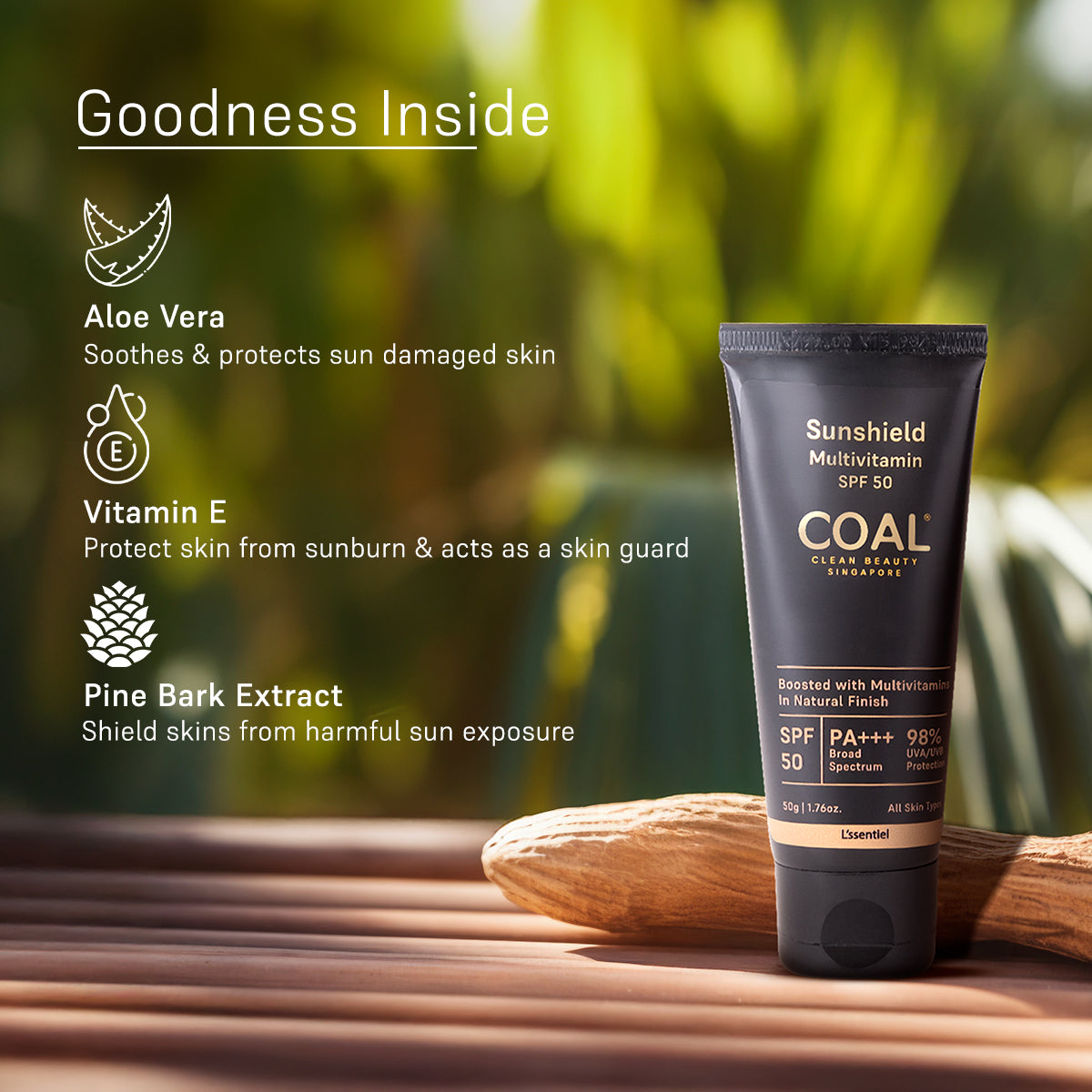 Sunshield Multivitamin SPF 50 PA+++ Broad Spectrum - Coal Clean Beauty